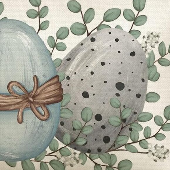 Easter Eggs Decorative Throw Pillow Cover Accent Case Farmhouse Spring Decor 20" - Picture 4 of 4